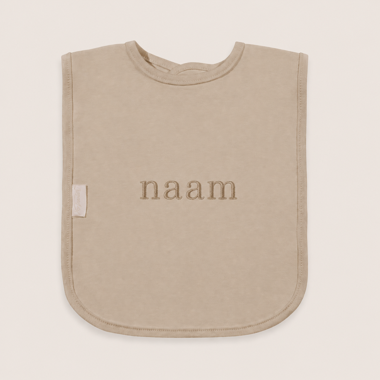 Funnies slabbetje in cream met naam geborduurd | slabbetje met eigen tekst