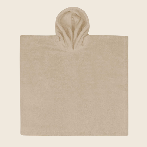 Funnies badponcho met naam geborduurd in kleur cream voor baby's | maat small  45 × 45 cm