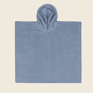 Badponcho met naam blauw
