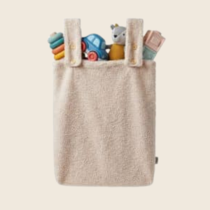Funnies box opbergzak baby van teddystof in de kleur creme