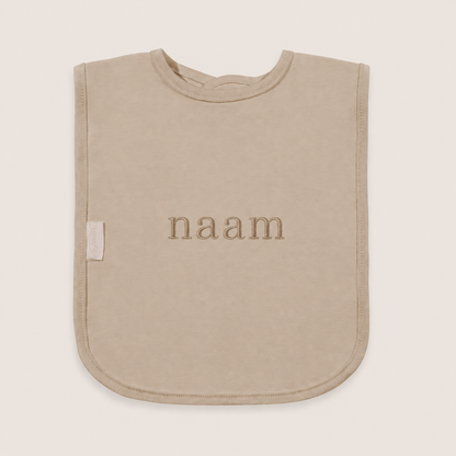 Funnies slabbetje in cream met naam geborduurd | slabbetje met eigen tekst