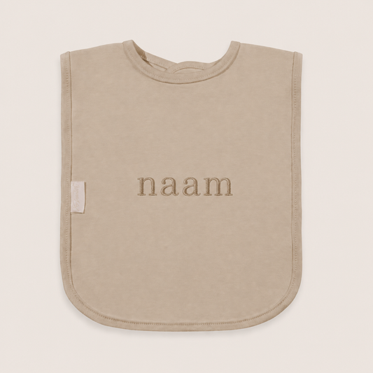 Funnies slabbetje in cream met naam geborduurd | slabbetje met eigen tekst